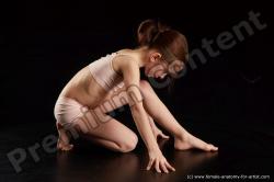 Underwear Woman White Kneeling poses - ALL Slim long brown Standard Photoshoot  Academic